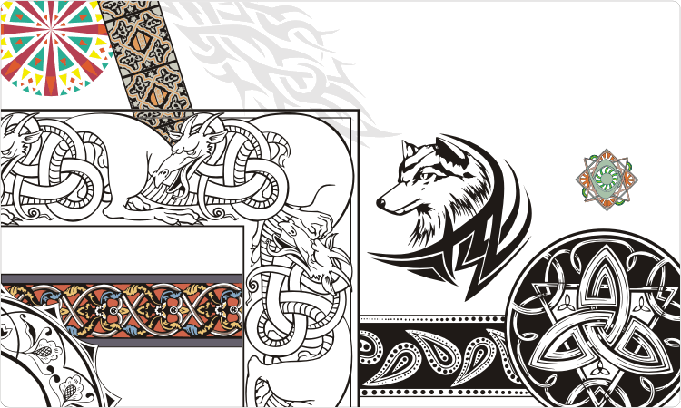 Ornamente Tattoos und keltische Designs die Kollektion von Vektorgrafiken